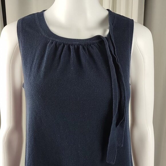 J. Crew Blue Lightweight 100% Cotton Tie At Collar Sleeveless Shift Dress Size S - Picture 3 of 11
